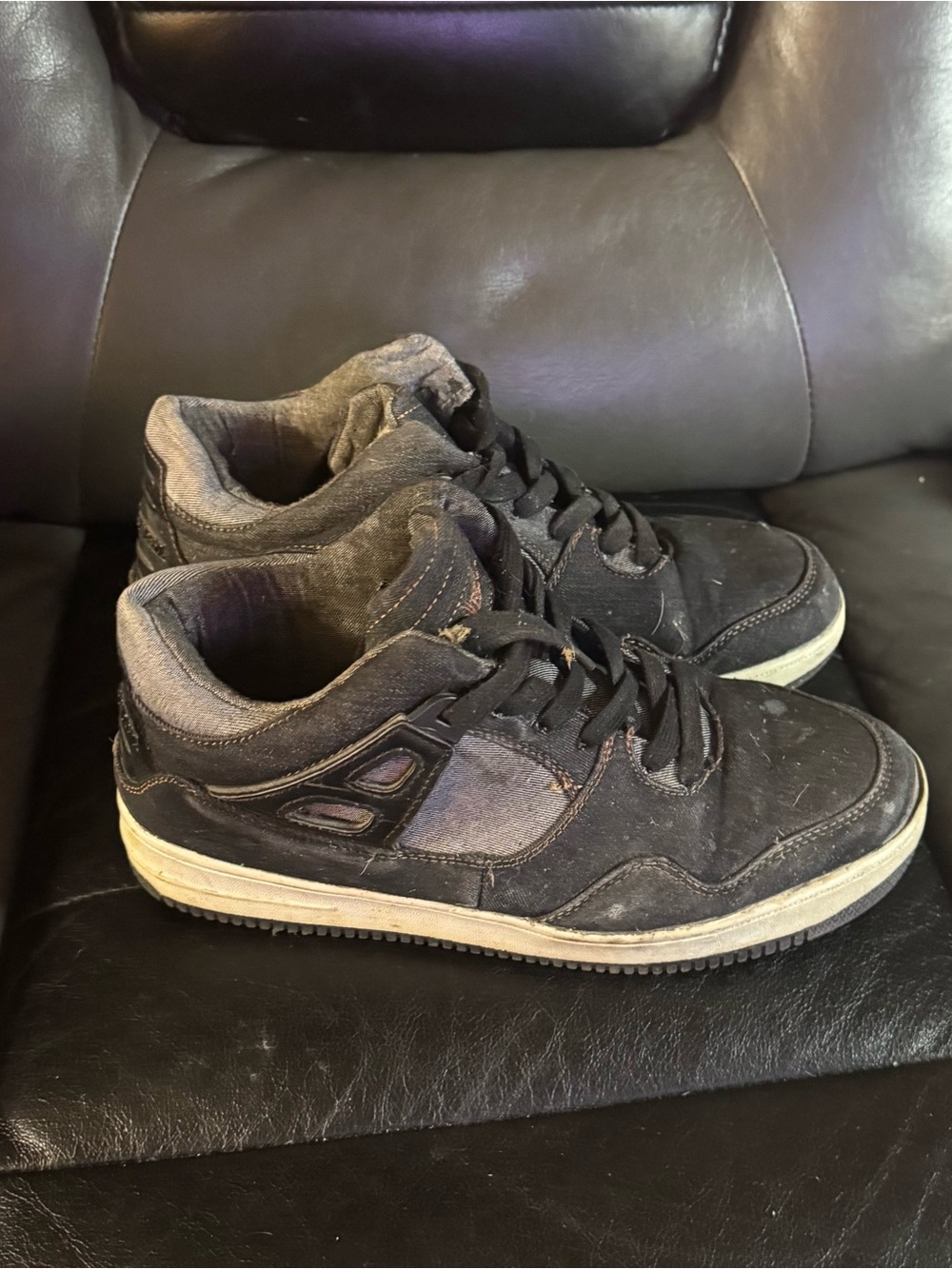 Vintage Phat Farm Black and Gray Men's mid-Top Sneakers